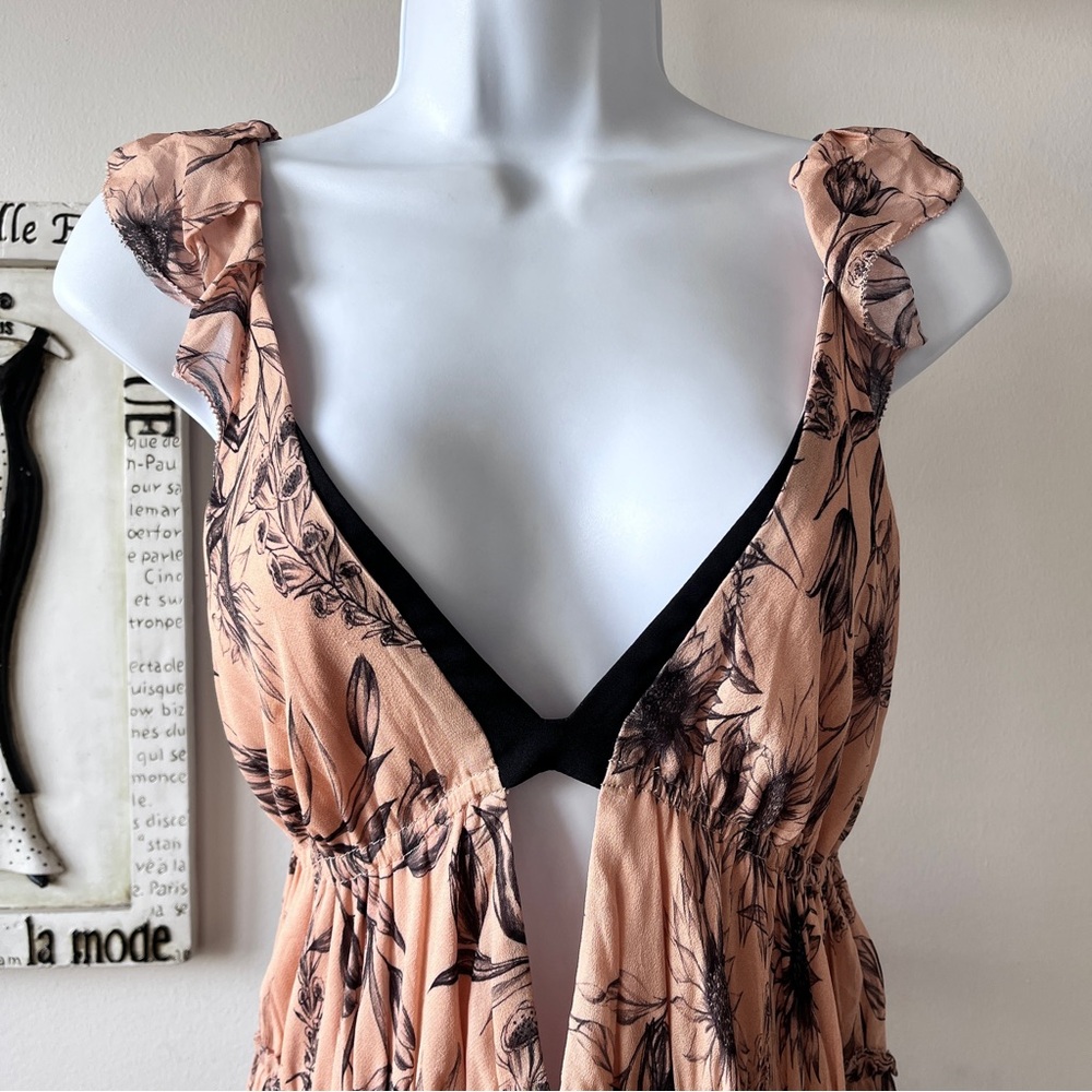 REISS Floral Print Blush Maxi Dress Size 6 - Picture 4 of 15